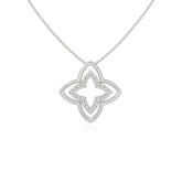 moissanite 4 petal flower necklaces in sterling silver